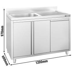 Стол-тумба с мойкой GGM Gastro SSAAK126BL1S#MEK46 (Inox) Thumb