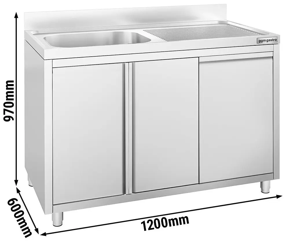 Стол-тумба с мойкой GGM Gastro SSAAK126BL1S#MEK46 (Inox) - 8