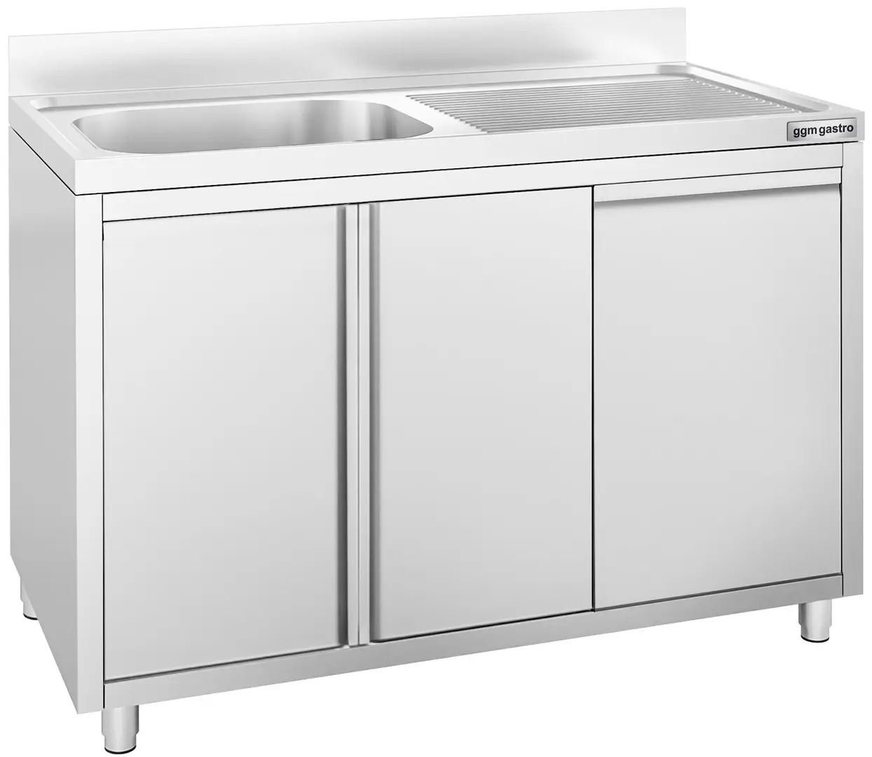 Стол-тумба с мойкой GGM Gastro SSAAK126BL1S#MEK46 (Inox)