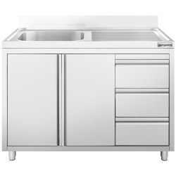 Стол-тумба с мойкой GGM Gastro SSAAK126BL1S#ST3K46 (Inox) Thumb