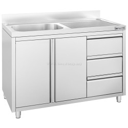 Стол-тумба с мойкой GGM Gastro SSAAK126BL1S#ST3K46 (Inox)