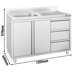 Стол-тумба с мойкой GGM Gastro SSAAK126BL1S#ST3K46 (Inox) Thumb