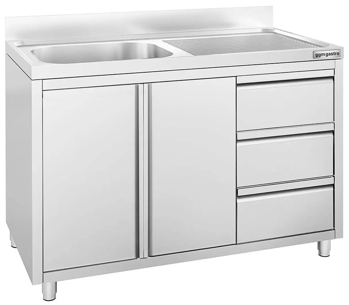 Стол-тумба с мойкой GGM Gastro SSAAK126BL1S#ST3K46 (Inox)