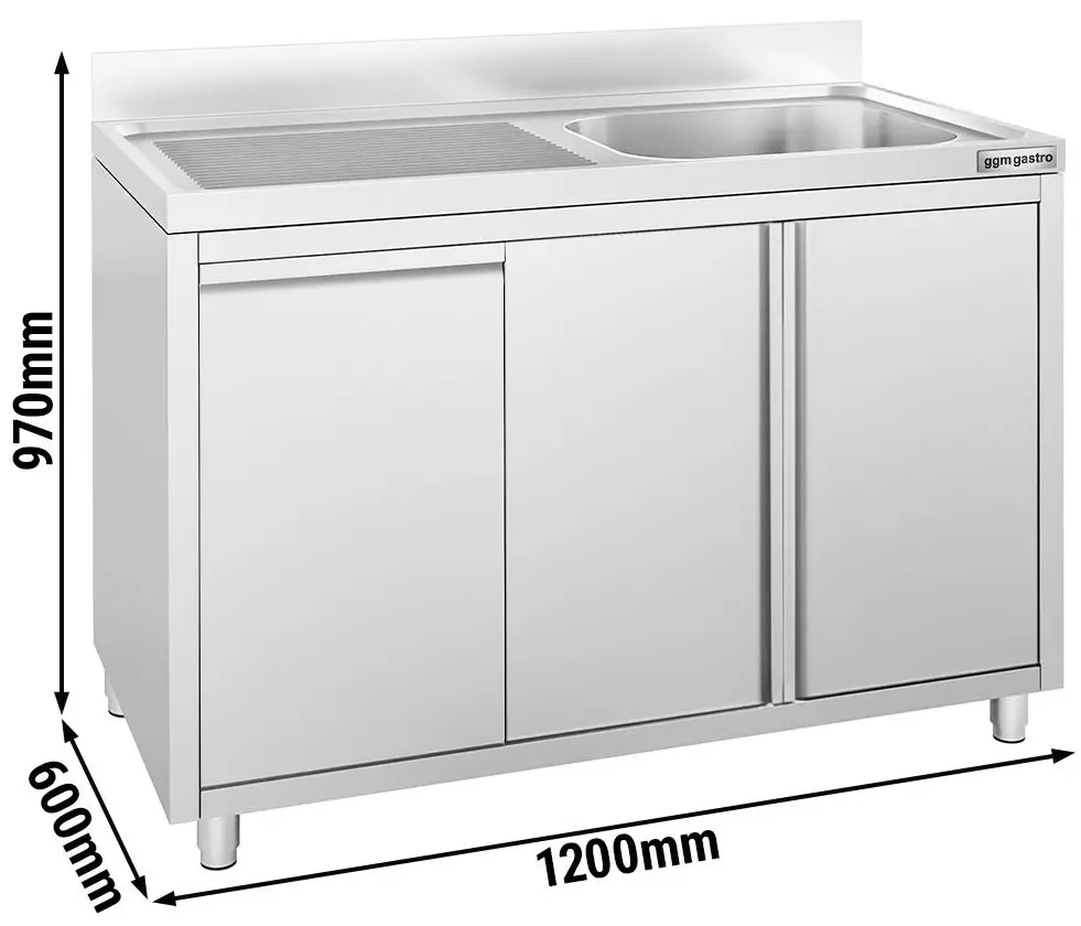 Стол-тумба с мойкой GGM Gastro SSAAK126BR1S#MEK46 (Inox) - 8