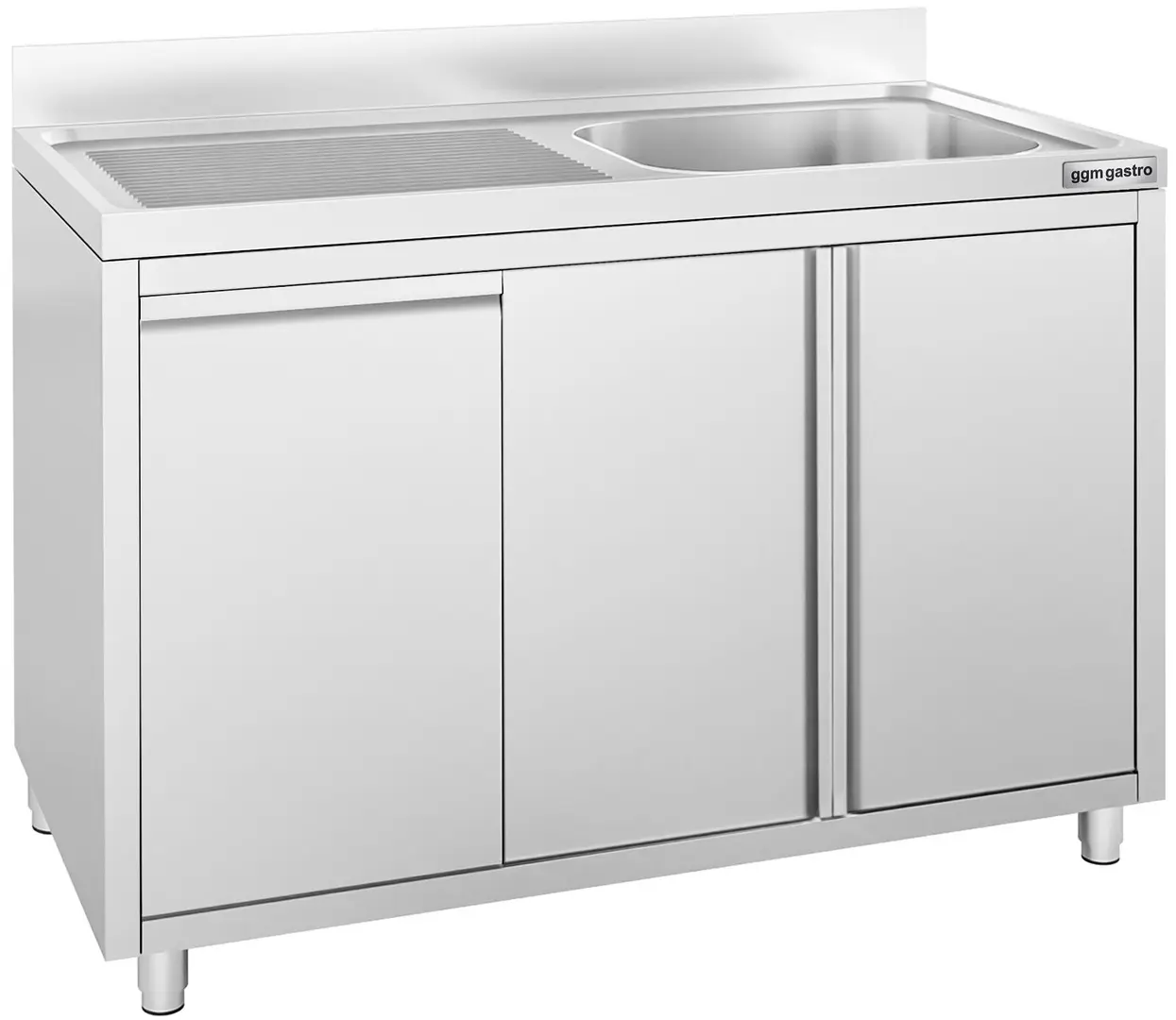 Стол-тумба с мойкой GGM Gastro SSAAK126BR1S#MEK46 (Inox)