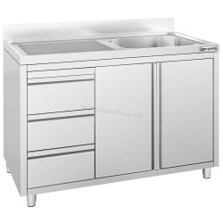 Стол-тумба с мойкой GGM Gastro SSAAK126BR1S#ST3K46 (Inox)