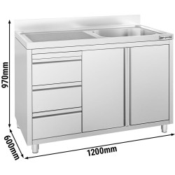 Стол-тумба с мойкой GGM Gastro SSAAK126BR1S#ST3K46 (Inox) Thumb