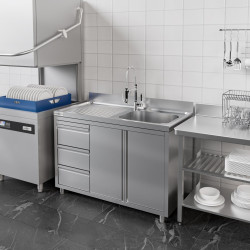 Стол-тумба с мойкой GGM Gastro SSAAK126BR1S#ST3K46 (Inox) Thumb