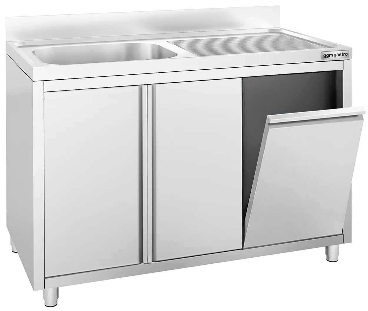 Стол-тумба с мойкой GGM Gastro SSAAK127BL1S#MEK47 (Inox) - 2
