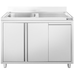Стол-тумба с мойкой GGM Gastro SSAAK127BL1S#MEK47 (Inox) Thumb