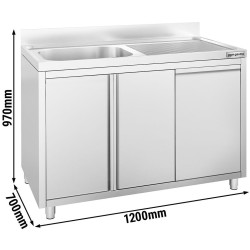 Стол-тумба с мойкой GGM Gastro SSAAK127BL1S#MEK47 (Inox) Thumb