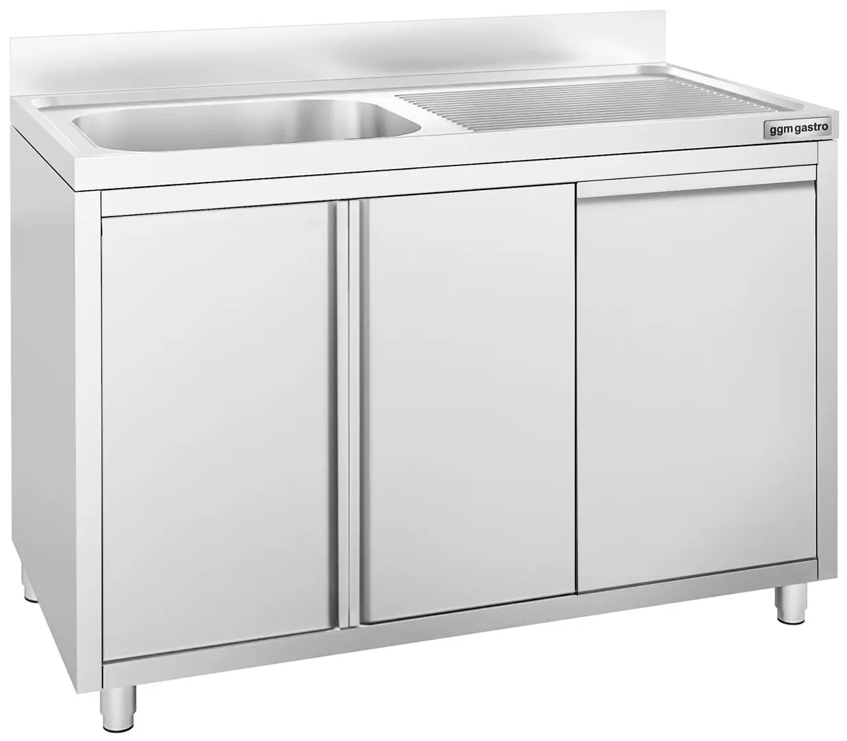 Стол-тумба с мойкой GGM Gastro SSAAK127BL1S#MEK47 (Inox)