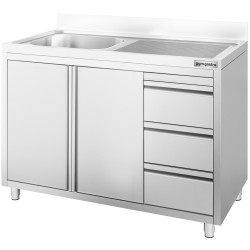 Стол-тумба с мойкой GGM Gastro SSAAK127BL1S#ST3K47 (Inox) Thumb