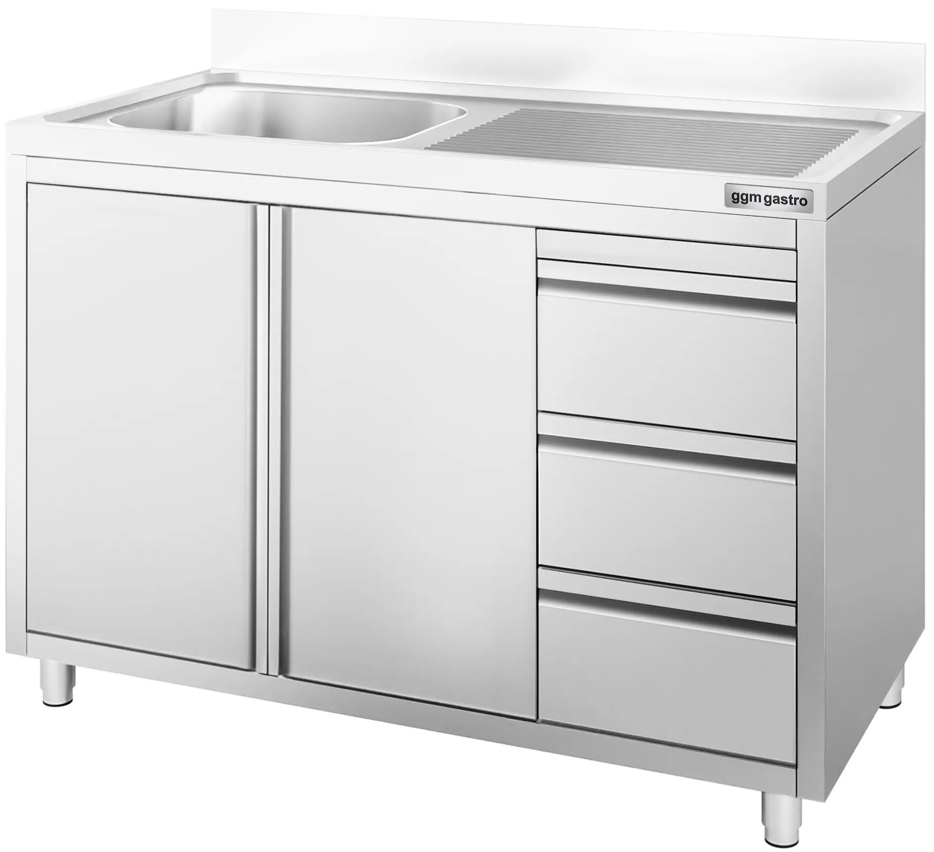 Стол-тумба с мойкой GGM Gastro SSAAK127BL1S#ST3K47 (Inox) - 3