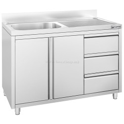 Стол-тумба с мойкой GGM Gastro SSAAK127BL1S#ST3K47 (Inox)