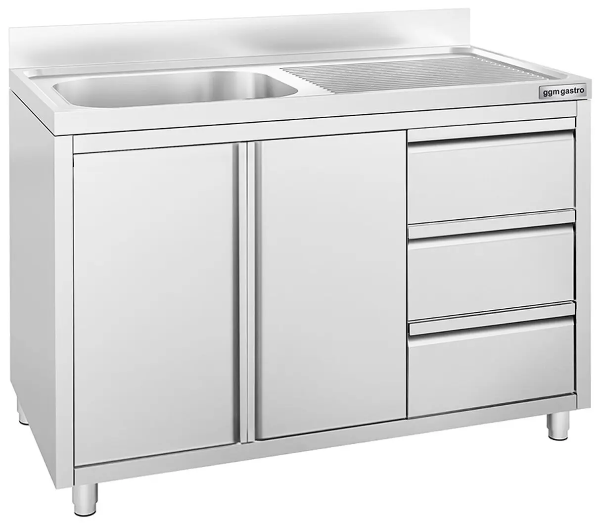 Стол-тумба с мойкой GGM Gastro SSAAK127BL1S#ST3K47 (Inox)