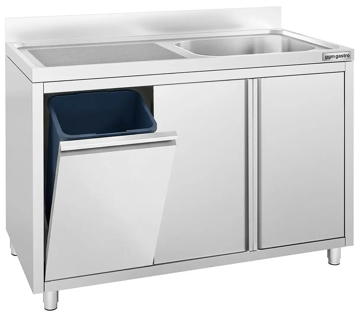 Стол-тумба с мойкой GGM Gastro SSAAK127BR1S#MEK47 (Inox) - 2