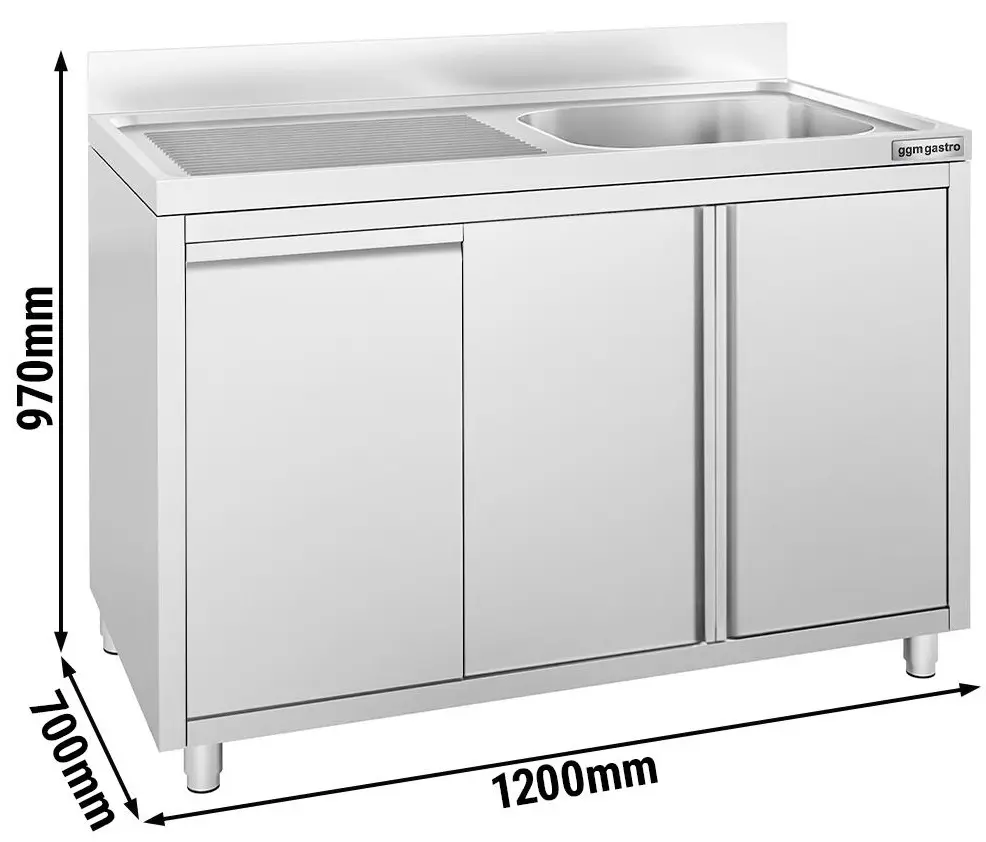 Стол-тумба с мойкой GGM Gastro SSAAK127BR1S#MEK47 (Inox) - 9
