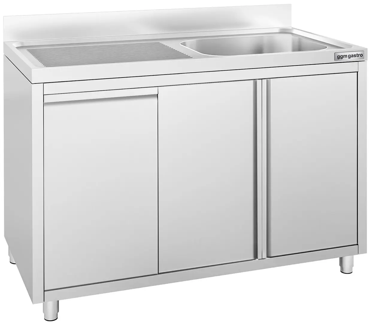 Стол-тумба с мойкой GGM Gastro SSAAK127BR1S#MEK47 (Inox)
