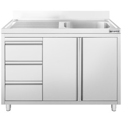 Стол-тумба с мойкой GGM Gastro SSAAK127BR1S#ST3K47 (Inox) Thumb