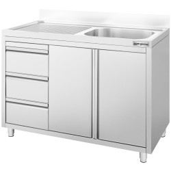 Стол-тумба с мойкой GGM Gastro SSAAK127BR1S#ST3K47 (Inox) Thumb