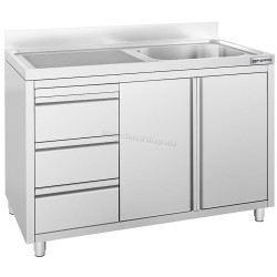 Стол-тумба с мойкой GGM Gastro SSAAK127BR1S#ST3K47 (Inox)
