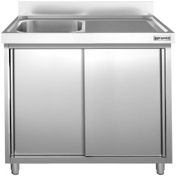 Masa-dulap cu chiuveta GGM Gastro SSK106BL1 (Inox) Thumb