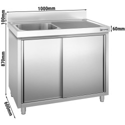 Masa-dulap cu chiuveta GGM Gastro SSK106BL1 (Inox) Thumb