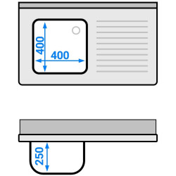 Masa-dulap cu chiuveta GGM Gastro SSK106BL1 (Inox) Thumb
