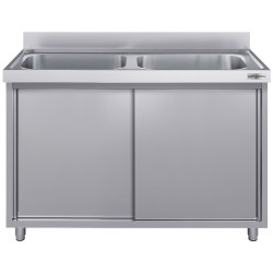 Стол-тумба с мойкой GGM Gastro SSK106BM2#ECO (Inox) Thumb