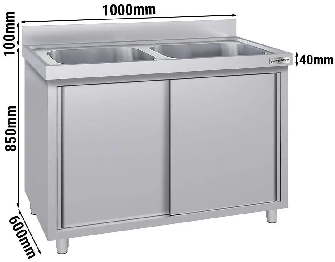 Стол-тумба с мойкой GGM Gastro SSK106BM2#ECO (Inox) - 11