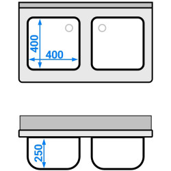 Стол-тумба с мойкой GGM Gastro SSK106BM2#ECO (Inox) Thumb