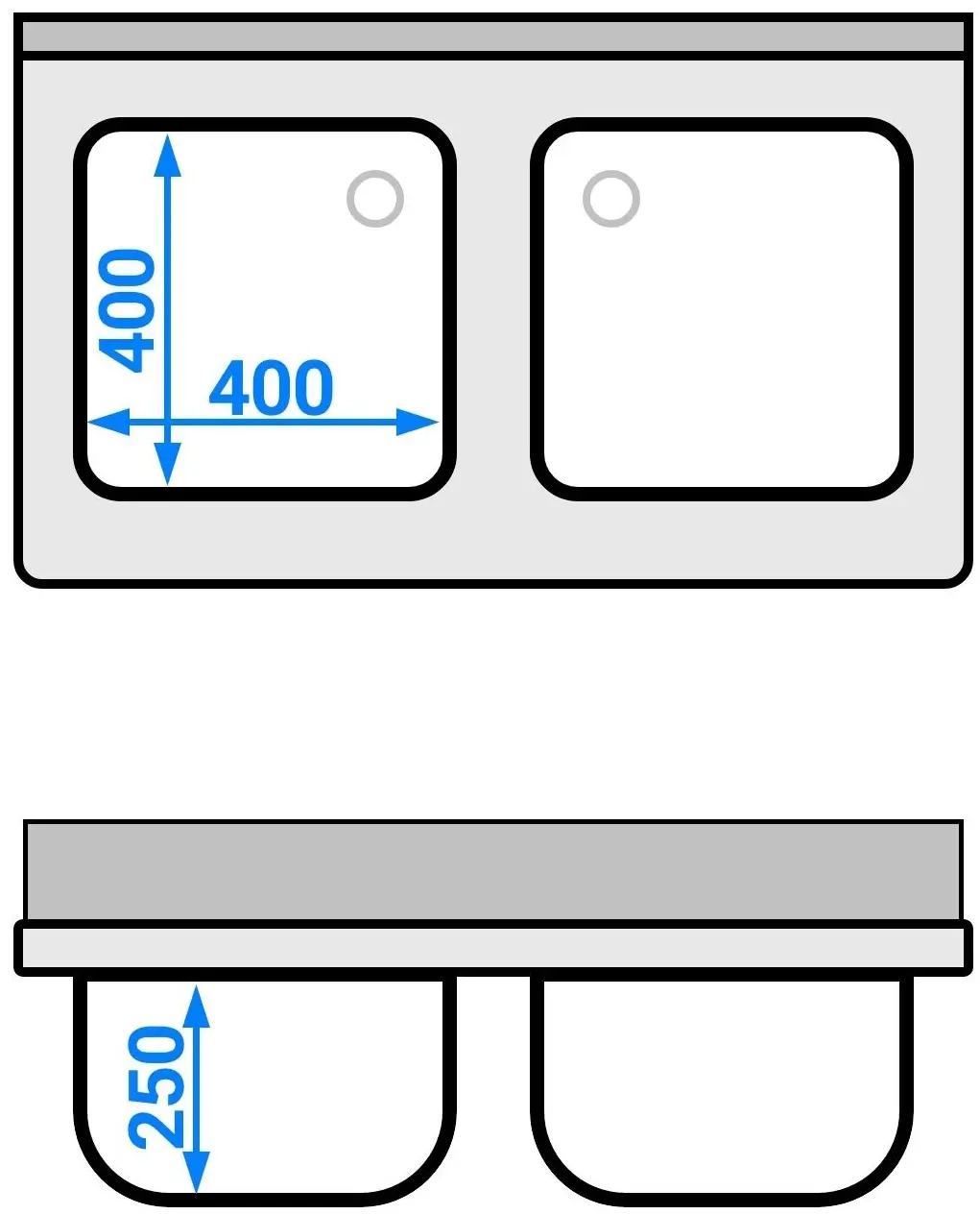 Стол-тумба с мойкой GGM Gastro SSK106BM2#ECO (Inox) - 12