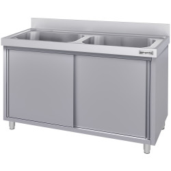 Стол-тумба с мойкой GGM Gastro SSK106BM2#ECO (Inox) Thumb