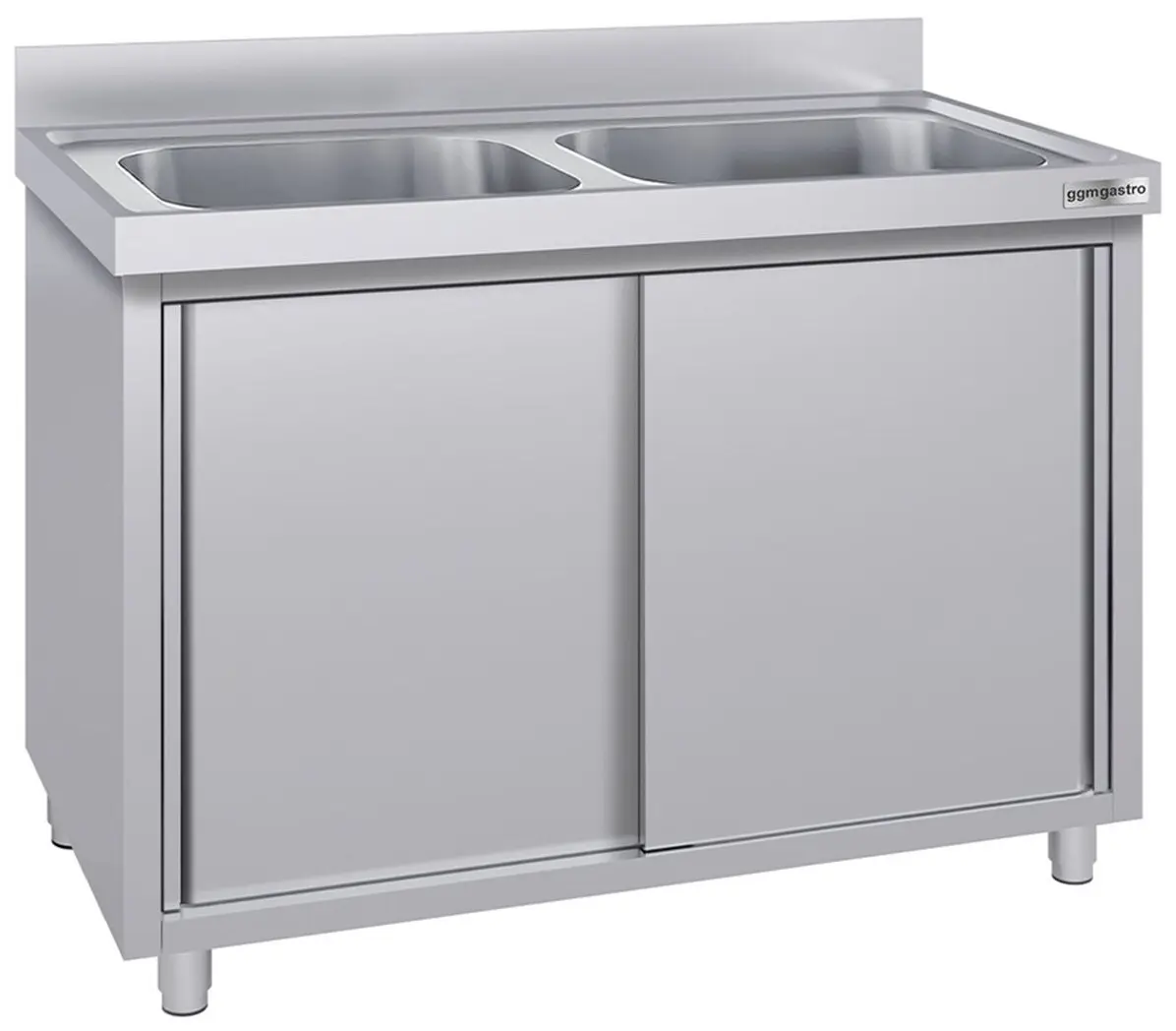 Стол-тумба с мойкой GGM Gastro SSK106BM2#ECO (Inox)