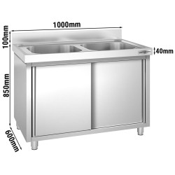Стол-тумба с мойкой GGM Gastro SSK106BM2 (Inox) Thumb