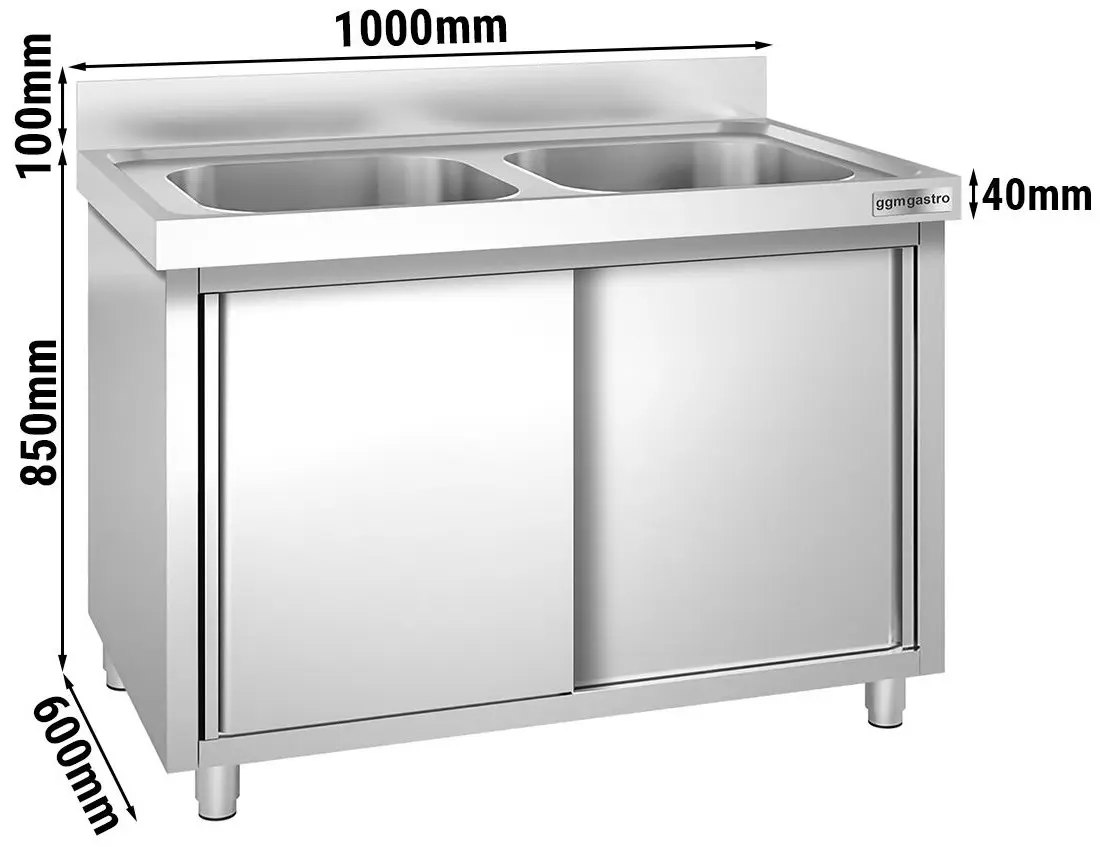 Стол-тумба с мойкой GGM Gastro SSK106BM2 (Inox) - 11