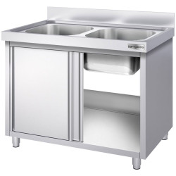 Стол-тумба с мойкой GGM Gastro SSK106BM2 (Inox) Thumb