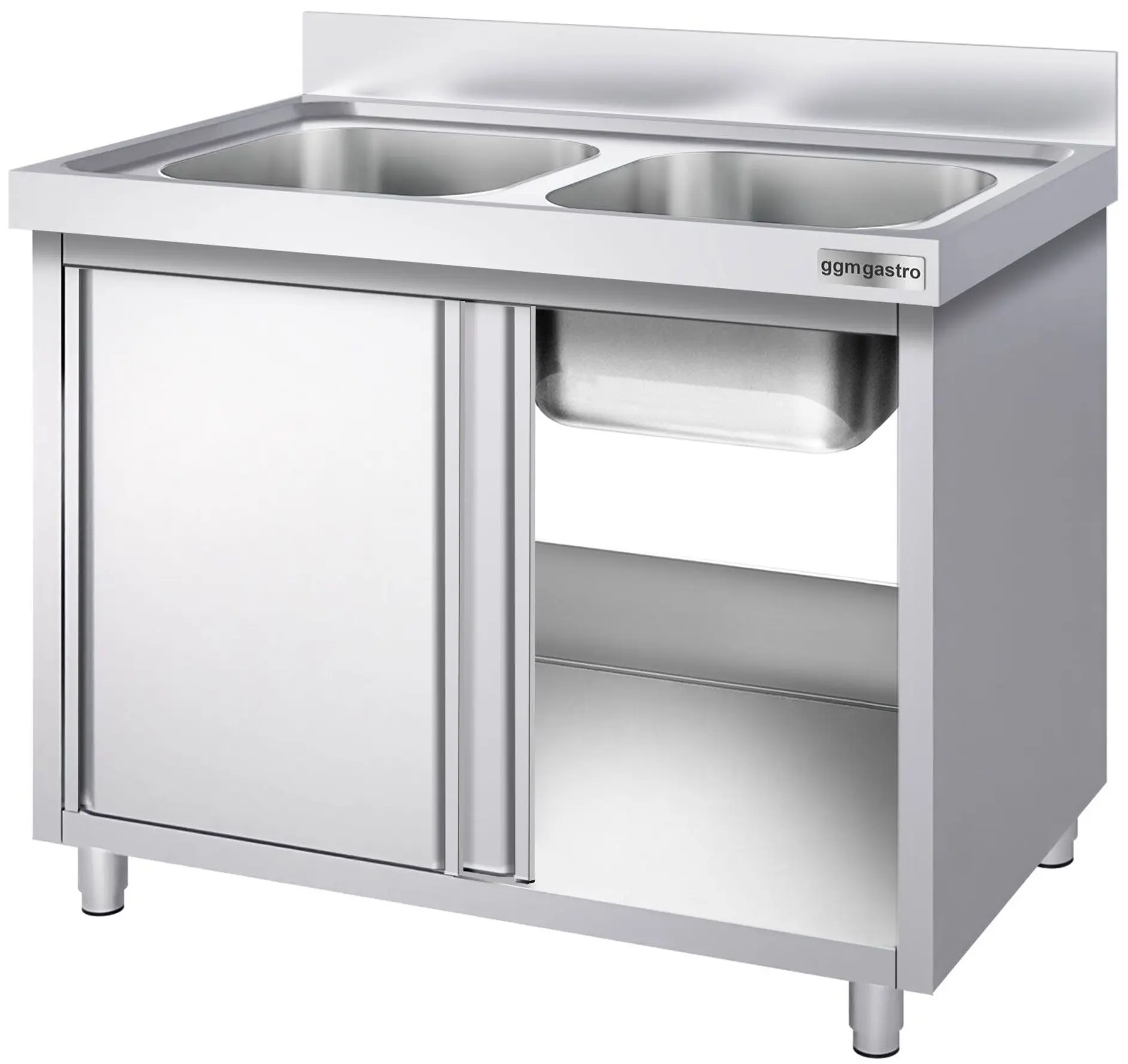 Стол-тумба с мойкой GGM Gastro SSK106BM2 (Inox) - 4