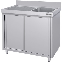 Стол-тумба с мойкой GGM Gastro SSK106BR1#ECO (Inox) Thumb