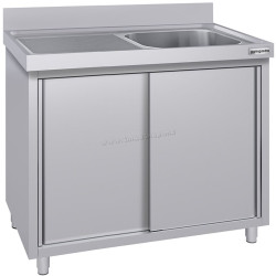 Стол-тумба с мойкой GGM Gastro SSK106BR1#ECO (Inox)