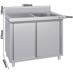 Стол-тумба с мойкой GGM Gastro SSK106BR1#ECO (Inox) Thumb