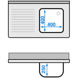 Стол-тумба с мойкой GGM Gastro SSK106BR1#ECO (Inox) Thumb