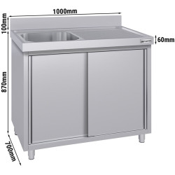 Стол-тумба с мойкой GGM Gastro SSK107BL1#ECO (Inox) Thumb
