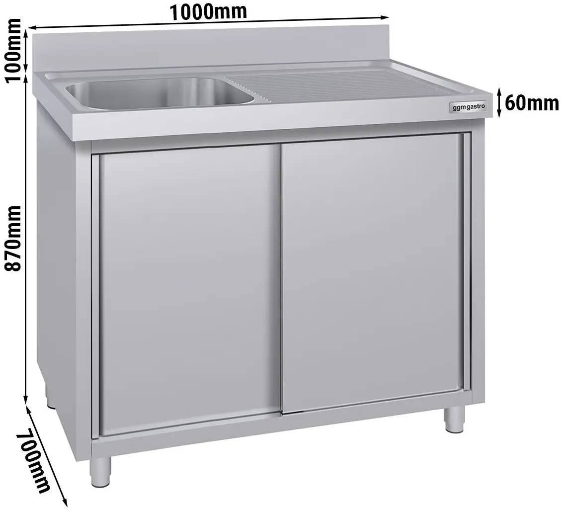 Стол-тумба с мойкой GGM Gastro SSK107BL1#ECO (Inox) - 5
