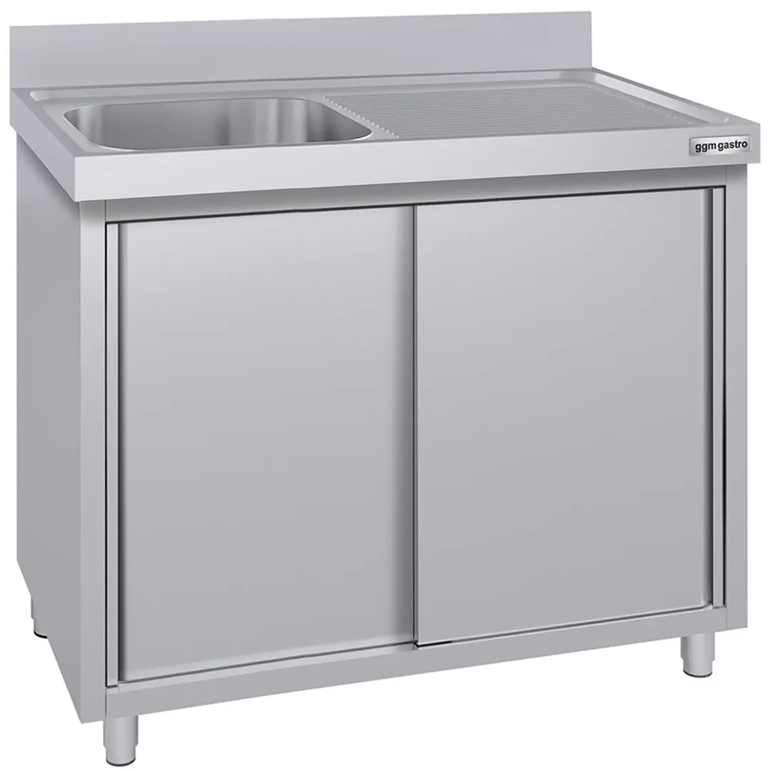 Стол-тумба с мойкой GGM Gastro SSK107BL1#ECO (Inox)
