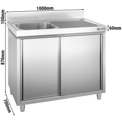 Стол-тумба с мойкой GGM Gastro SSK107BL1 (Inox) Thumb