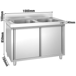 Стол-тумба с мойкой GGM Gastro SSK107BM2 (Inox) Thumb