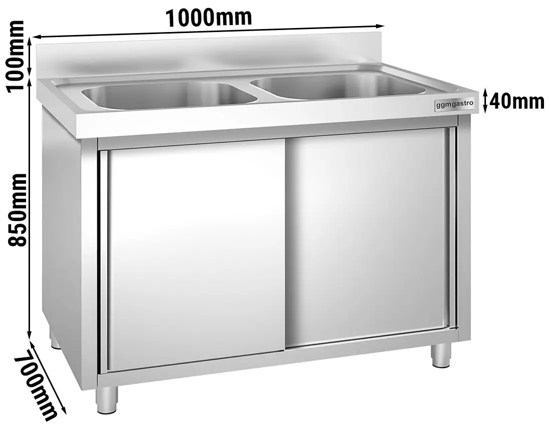 Стол-тумба с мойкой GGM Gastro SSK107BM2 (Inox) - 11
