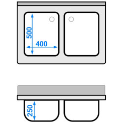 Стол-тумба с мойкой GGM Gastro SSK107BM2 (Inox) Thumb